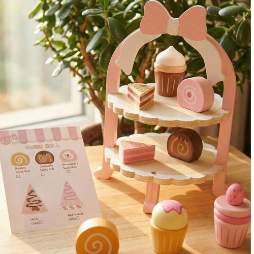 Wooden play food - food, set