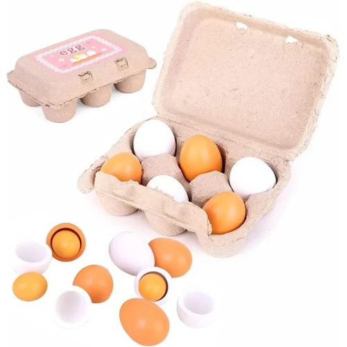 6pcs wooden eggs toy - wooden,