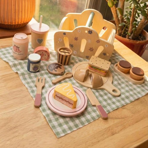 Wooden picnic basket playset - wooden,