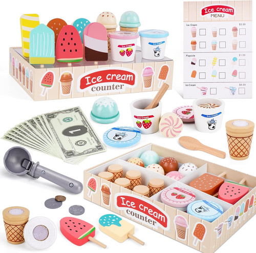 45pcs wooden ice cream - wooden,