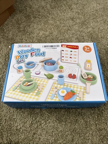 Wooden play food set pots - wooden,