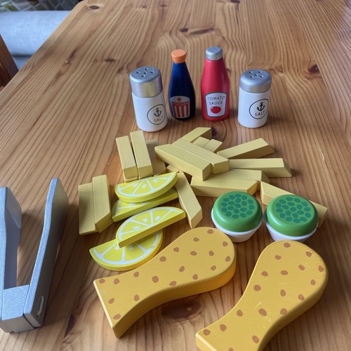 Wooden toy play - wooden, fish