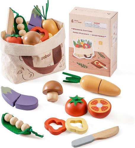 Wooden toy food set cutting - set,,
