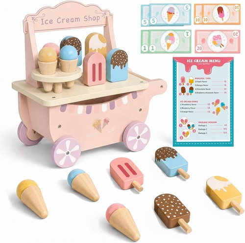 Wooden ice cream cart - ice, play