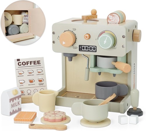 Wooden coffee machine toy play - wooden,
