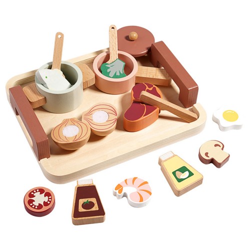 Wooden play food set - set, with