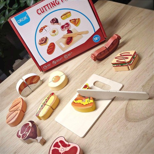 Cutting food toy wooden play - food,