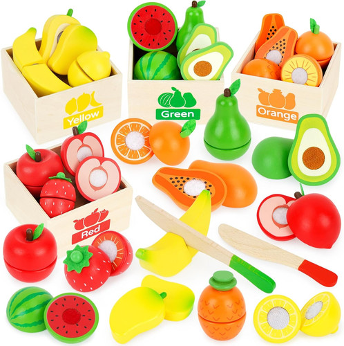 Montessori wooden play food - play,