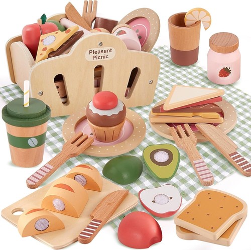 Wooden picnic basket play - basket,