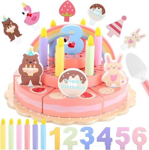 Wooden birthday party cake - wooden,